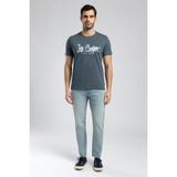 Lee Cooper Drawinglogo Erkek %100 Pamuk O Yaka T-Shirt İndigo - 2XL - 004-Mavi