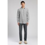 Lee Cooper Erkek Gömlek 252 LCM 241004, Ekru-Lacivert Çizgili, 2XL