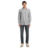 Lee Cooper Erkek Gömlek 252 LCM 241004, Ekru-Lacivert Çizgili, XL