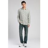 Lee Cooper Erkek Gömlek 252 LCM 241004, Ekru-Zümrüt Çizgili, XL