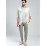 Lee Cooper Erkek Gömlek 252 LCM 241008, Ekru-Zümrüt Çizgili, L