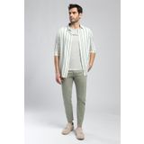 Lee Cooper Erkek Gömlek 252 LCM 241008, Ekru-Zümrüt Çizgili, XL