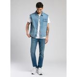 Lee Cooper Erkek Regular Fit Denim Yelek, Over Vest, Mavi, M Beden