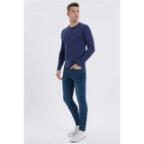 Lee Cooper Faris Erkek %100 Pamuk Bisiklet Yaka Patli Sweatshirt Lacivert