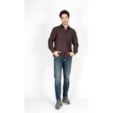 Lee Cooper Francis Erkek Dokuma Uzun Kol Gömlek Mürdüm - 2XL - Mor