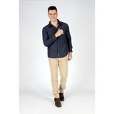 Lee Cooper Frans Erkek Dokuma Uzun Kol Gömlek Lacivert - Mavi