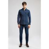 Lee Cooper Jack Erkek Slım Dar Kesim Yüksek Bel Dar Paça Jean Pantolon Mavi - 32 - 34 - Koyu Mavi