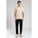 Lee Cooper Jonat Erkek %100 Pamuk V Yaka T-Shirt Bej - Beyaz