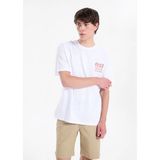 Lee Cooper JOSUE Erkek Loose %100 Pamuk Baskılı Bisiklet Yaka T-Shirt Beyaz - XL