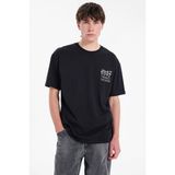 Lee Cooper JOSUE Erkek Loose %100 Pamuk Baskılı Bisiklet Yaka T-Shirt Siyah - 05-Siyah