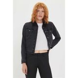 Lee Cooper Kadın Jean Ceket Freda 6 Kürklü Düz Desenli %99 Pamuk - Mavi