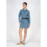 Lee Cooper Kadın Jean Fermuarlı Mini Elbise, Lacivert, M Beden