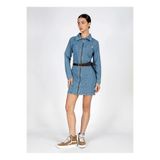 Lee Cooper Kadın Jean Fermuarlı Mini Elbise, Lacivert, S Beden