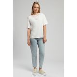 Lee Cooper Karbe Kadın %100 Pamuk O Yaka T-Shirt Ekru-K