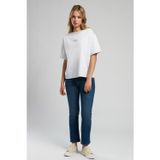Lee Cooper Karbe Kadın %100 Pamuk O Yaka T-Shirt Ekru-L