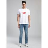 Lee Cooper Logons Baskılı%100 Pamuk T-Shirt, S, 262 LCM 242047, BEYAZ, Erkek