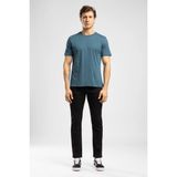 Lee Cooper Logos Erkek Regular Fit %100 Pamuk Baskılı Bisiklet Yaka T-Shirt Mavi - 2XL