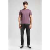 Lee Cooper Logos Erkek Regular Fit %100 Pamuk Baskılı Bisiklet Yaka T-Shirt Mor