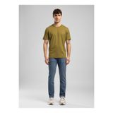 Lee Cooper Logos Erkek Regular Fit %100 Pamuk Baskılı Bisiklet Yaka T-Shirt Yağ Yeşil