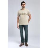 Lee Cooper Londonlogo Erkek %100 Pamuk O Yaka T-Shirt Bej - Beyaz