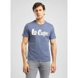 Lee Cooper Londonlogo Erkek Regular Fit %100 Pamuk Baskılı Bisiklet Yaka T-Shirt Mavi