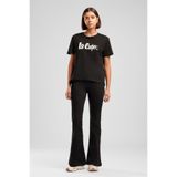 Lee Cooper Londonlogo Kadın Rahat Kesim %100 Pamuk Baskılı Bisiklet Yaka T-Shirt Siyah