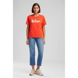 Lee Cooper Londonlogo Kadın Rahat Kesim %100 Pamuk Baskılı Bisiklet Yaka T-Shirt Turuncu - XS
