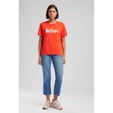 Lee Cooper Londonlogo Kadın Rahat Kesim %100 Pamuk Baskılı Bisiklet Yaka T-Shirt Turuncu