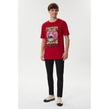 Lee Cooper Lowell Erkek %100 Pamuk Bisiklet Yaka T-Shirt Koyu Kırmızı - 604-Kırmızı