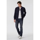 Lee Cooper Lupın Erkek Dokuma Gömlek Lacivert Ekoseli - 2XL - Mavi