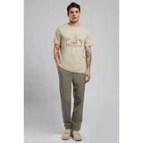 Lee Cooper Mark Erkek %100 Pamuk O Yaka T-Shirt Bej - Beyaz - 2XL