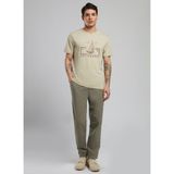 Lee Cooper Mark Erkek %100 Pamuk O Yaka T-Shirt Bej - XL - Beyaz