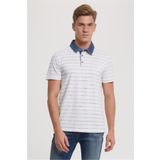 Lee Cooper Matty Erkek Denim Yaka Çizgili T-Shirt Beyaz