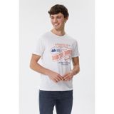 Lee Cooper Merlin Erkek %100 Pamuk Bisiklet Yaka T-Shirt Off White - Beyaz - 2XL
