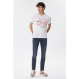 Lee Cooper Merlin Erkek %100 Pamuk Bisiklet Yaka T-shirt Off White