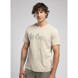 Lee Cooper New Drawing Erkek %100 Pamuk O Yaka T-Shirt Bej - Beyaz - XL