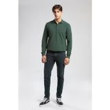 Lee Cooper Newblend Erkek Polo Yaka Sweatshirt Zümrüt