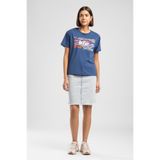 Lee Cooper O Yaka Baskılı İndigo T-Shirt, S, 5003361938, İndigo, Kadın