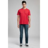 Lee Cooper Oswald Erkek Regular Fit %100 Pamuk Baskılı Bisiklet Yaka T-Shirt Kırmızı
