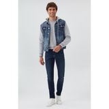 Lee Cooper Pablo Erkek Kapüşonlu Jean Ceket - S - Mavi