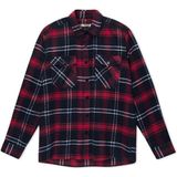 Lee Cooper Paul Erkek Dokuma Uzun Kol Gömlek Kırmızı-Lacivert Ekoseli - 2XL