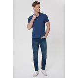 Lee Cooper Polite Erkek %100 Pamuk Polo Yaka T-Shirt İndigo - 004-Mavi