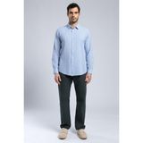 Lee Cooper Raul Erkek Uzun Kol Dokuma Gömlek Mavi-Beyaz
