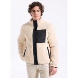 Lee Cooper Regular Fit Dik Yaka Peluş Mont Erkek, XL, Regular Fit Dik Yaka Peluş Mont, EKRU, mens