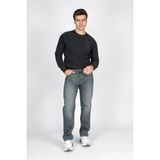 Lee Cooper Ricky Erkek Hıgh Rıse Straıght %100 Pamuk Rahat Kesim Yüksek Bel Düz Paça Jean Pantolon Mavi - Ramon Falcon Mid - 34 - 30