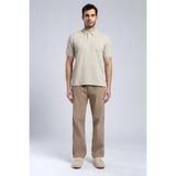 Lee Cooper Rolan Erkek %100 Pamuk Polo Yaka T-Shirt Bej - Beyaz