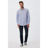 Lee Cooper Sanremo Erkek %100 Pamuk Dokuma Gömlek İndigo - Mavi
