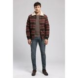 Lee Cooper Santos Erkek Klasik Yaka %100 Pamuk Mont Haki Bordo - 2XL