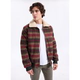 Lee Cooper Santos Erkek Klasik Yaka %100 Pamuk Mont Haki Bordo