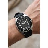 Lee Cooper Spor ve Şık Erkek Kol Saati | Siyah Silikon Kordon, Takvimli, 43MM - Siyah - Gümüş